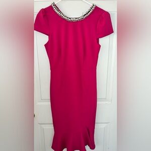 BETSEY JOHNSON Classic Pink dress with pearls and wool collar.